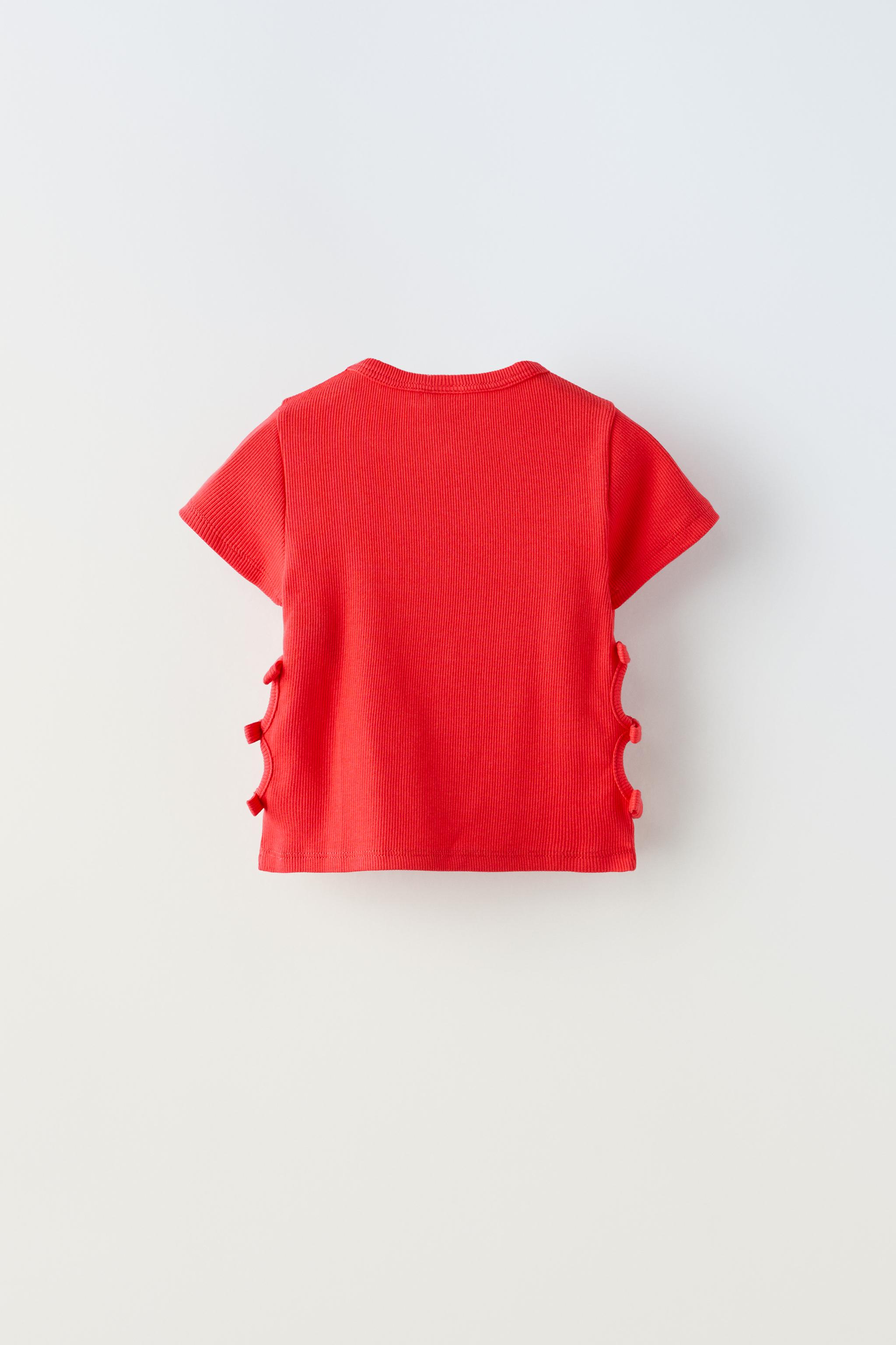 CUT OUT T-SHIRT WITH BOWS - Blue