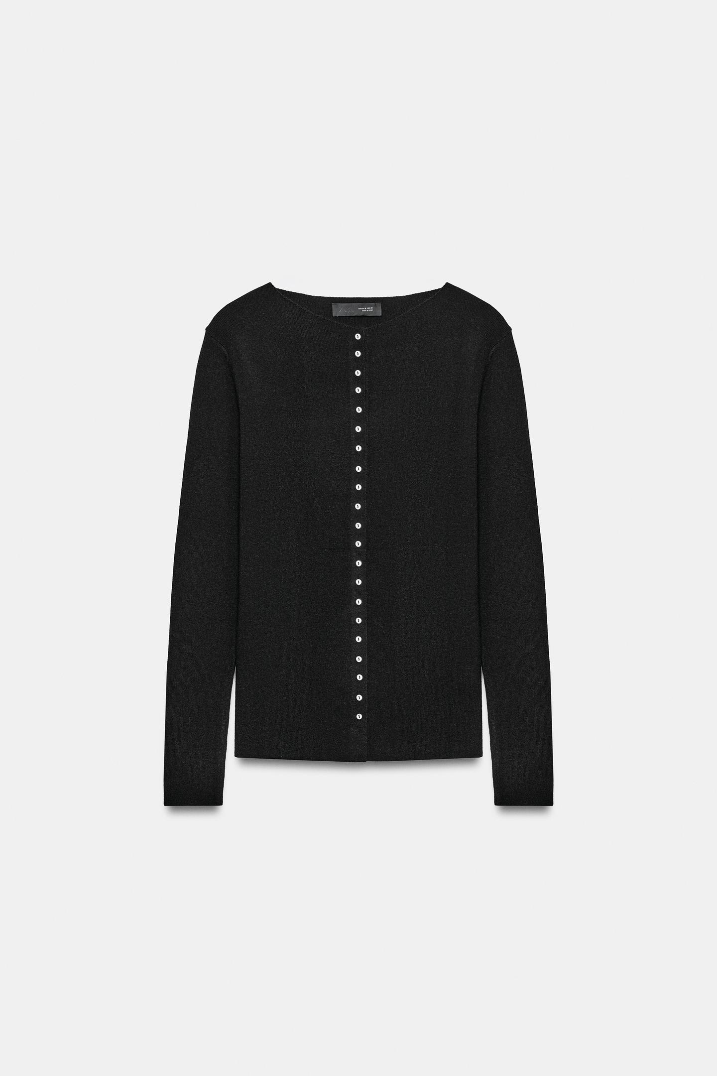 Женская куртка Zara Wool-Blend Button-Front, цвет: Чёрный — фото 5