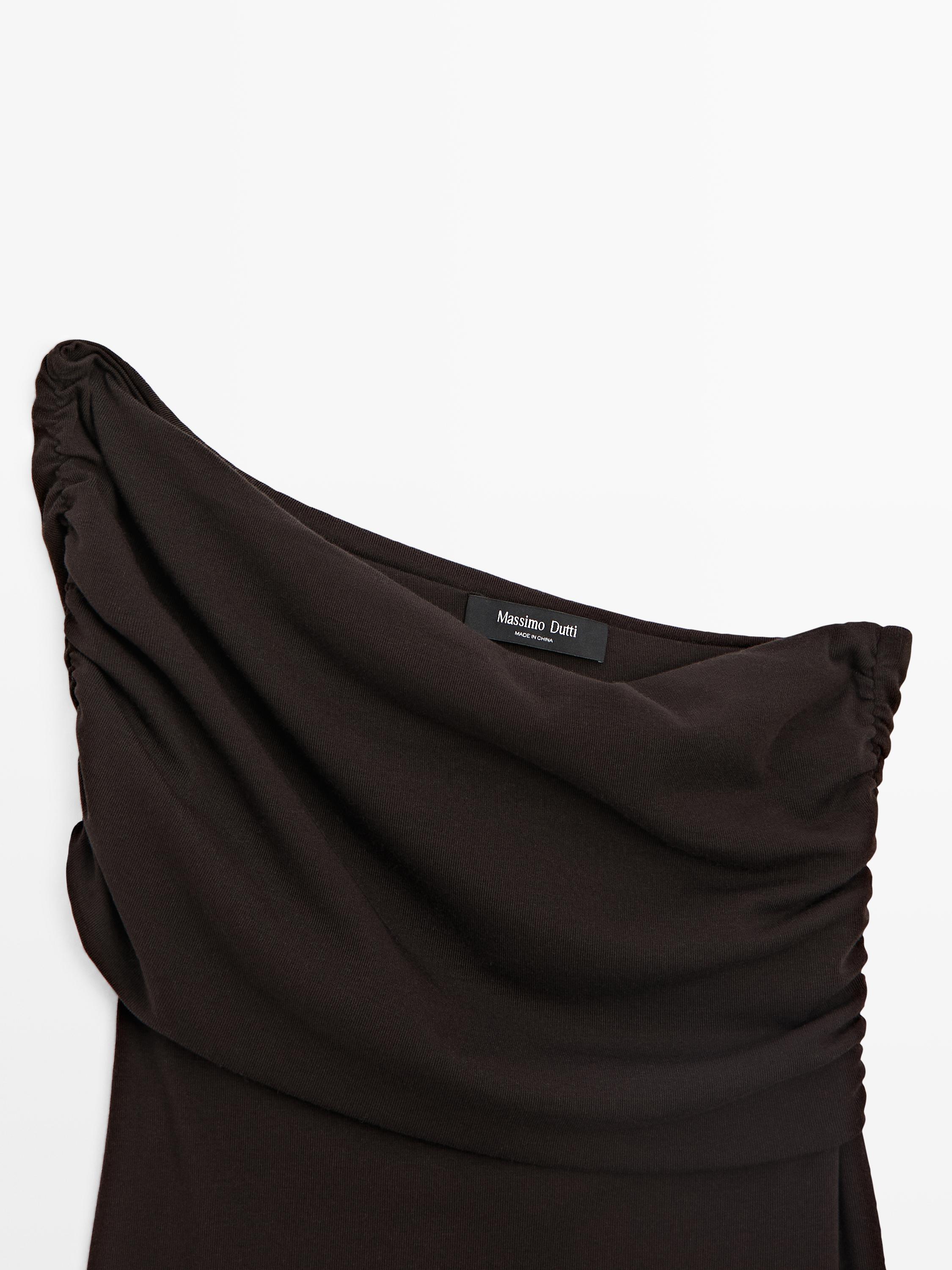 Asymmetric top with draped neckline