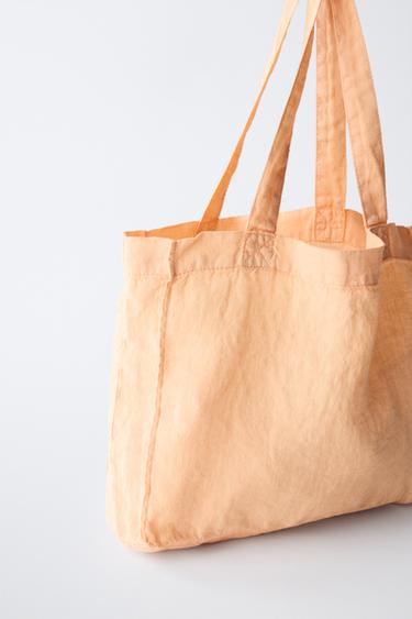 100% LINEN TOTE BAG - Tangerine by Zara - Image 2