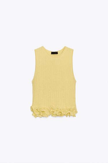 WAVY HEM KNIT TOP - Yellow by Zara