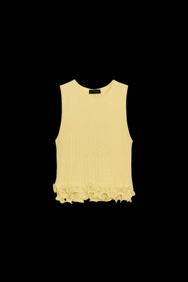 Zara WAVY HEM KNIT TOP - Yellow - Image 0