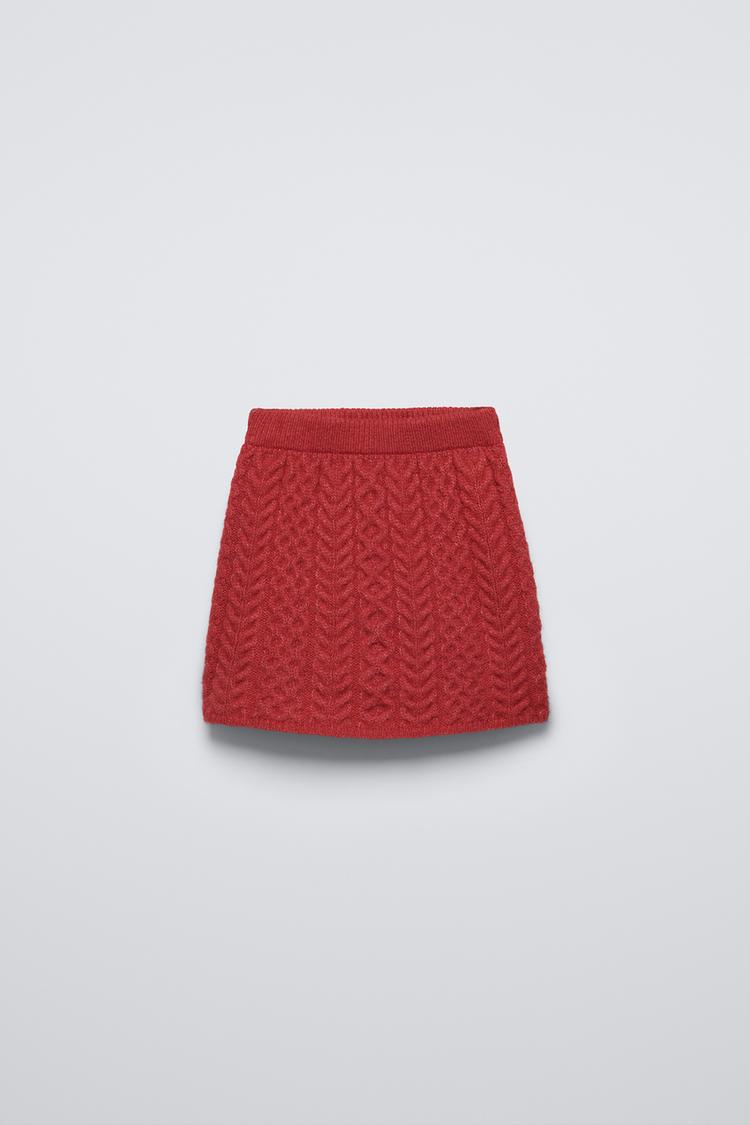 CABLE-KNIT SKIRT Dark red ZARA Singapore