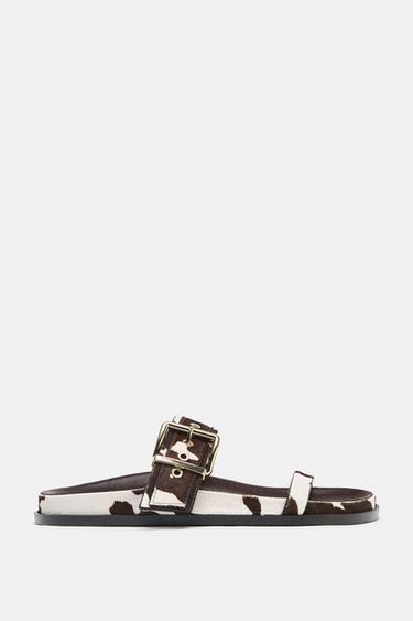 SANDALES ANIMAL PRINT EN CUIR - Multicolore de Zara