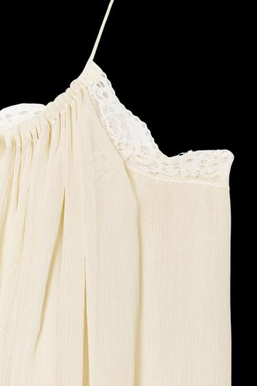 TOP SEMITRANSPARENTE PUNTILLA ZW COLLECTION - Marfil de Zara