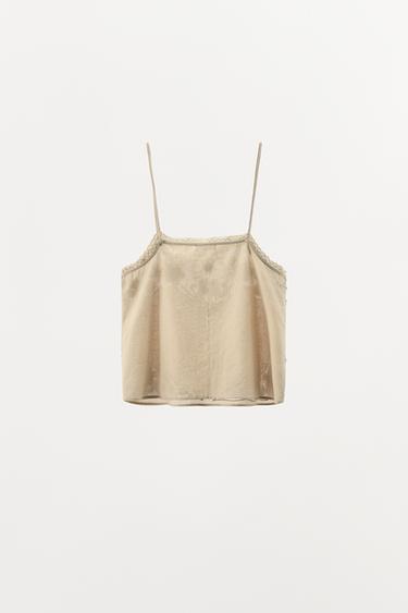 TOP STYLE LINGERIE BRODÉ FANTAISIE - Beige de Zara - Image 4