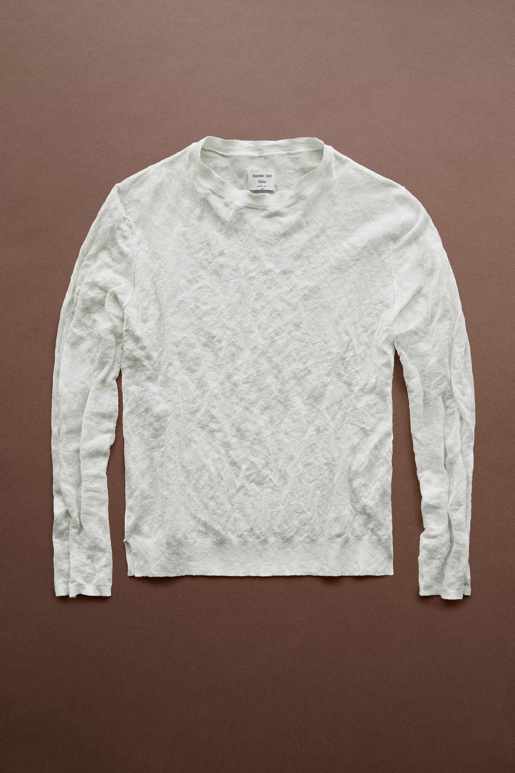 Long sleeve fine knit sweater - STUDIO — Aged silver