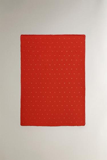 POINTELLE COTTON BABY BLANKET - Orange by Zara - Image 0