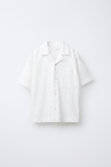 CAMISA ALGODÓN LINO - Blanco de Zara