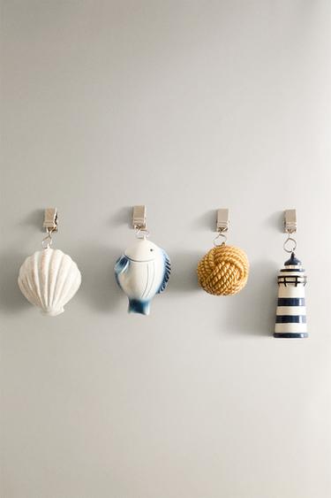 TAFELKLEEDHANGERS ZEEMOTIEVEN (4-PACK) - Blauw / Wit van Zara