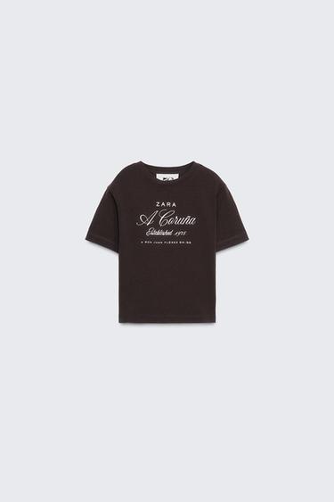 Zara 50TH ANNIVERSARY TEXT PRINT T-SHIRT - Brown