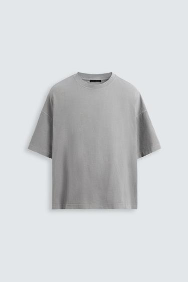 LIGHT WEIGHT WASHED BOXY FIT T-SHIRT - Light grey by Zara