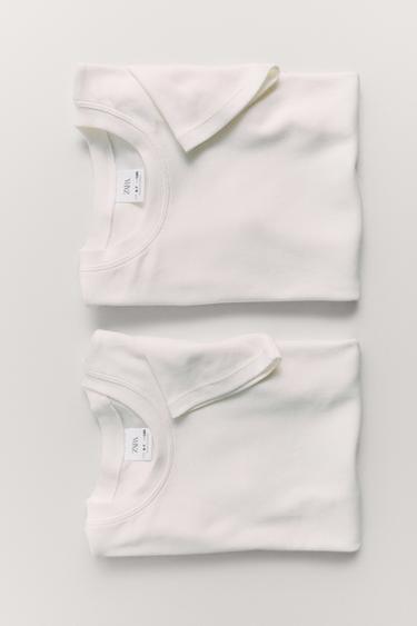 Zara 6-14 YEARS/ TWO-PACK OF PLAIN SHORT SLEEVE T-SHIRTS - Oyster-white