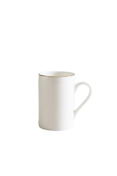 RIMMED BONE CHINA MUG - Gold by Zara