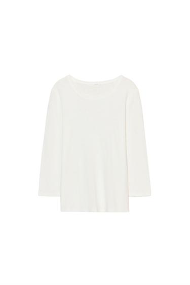 T-SHIRT EN LIN EFFET DÉLAVÉ - Blanc cassé de Zara