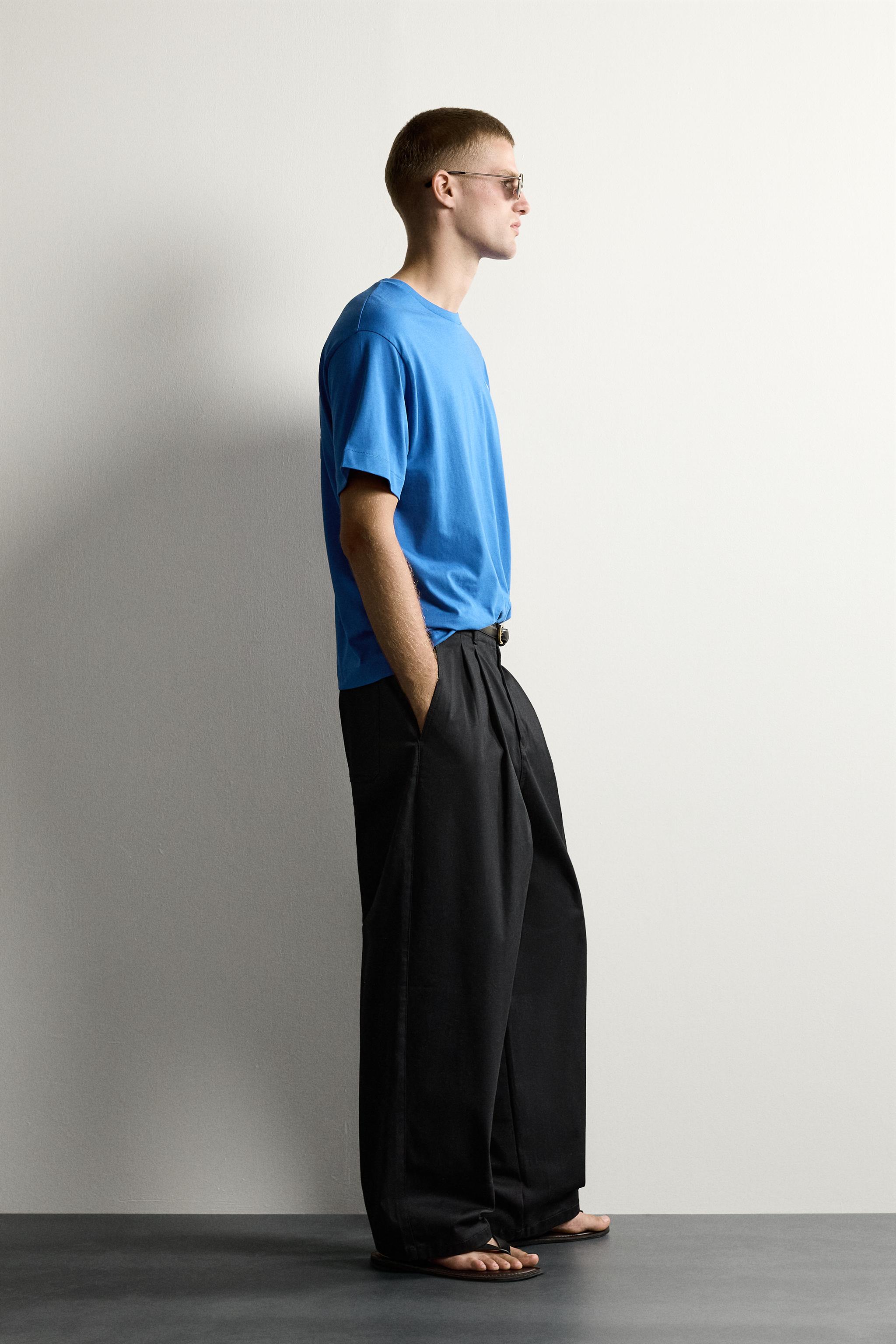 Zara KONTRAST İŞLEMELİ RELAXED FIT T-SHIRT görsel 4