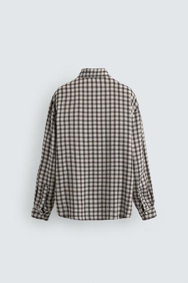 CHEMISE FLUIDE À CARREAUX - Marron de Zara - Image 6