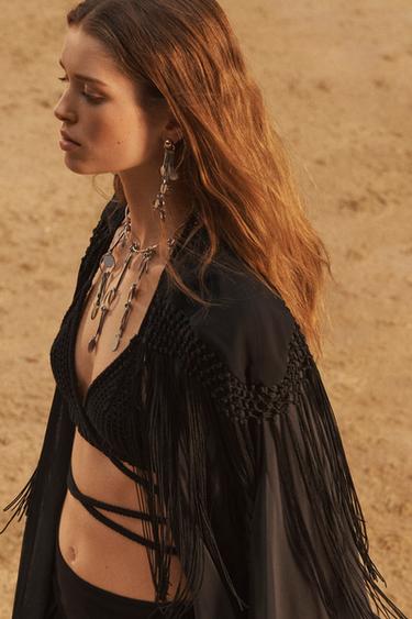 LIMITED EDITION FRINGED KIMONO - Stone by Zara - Image 5