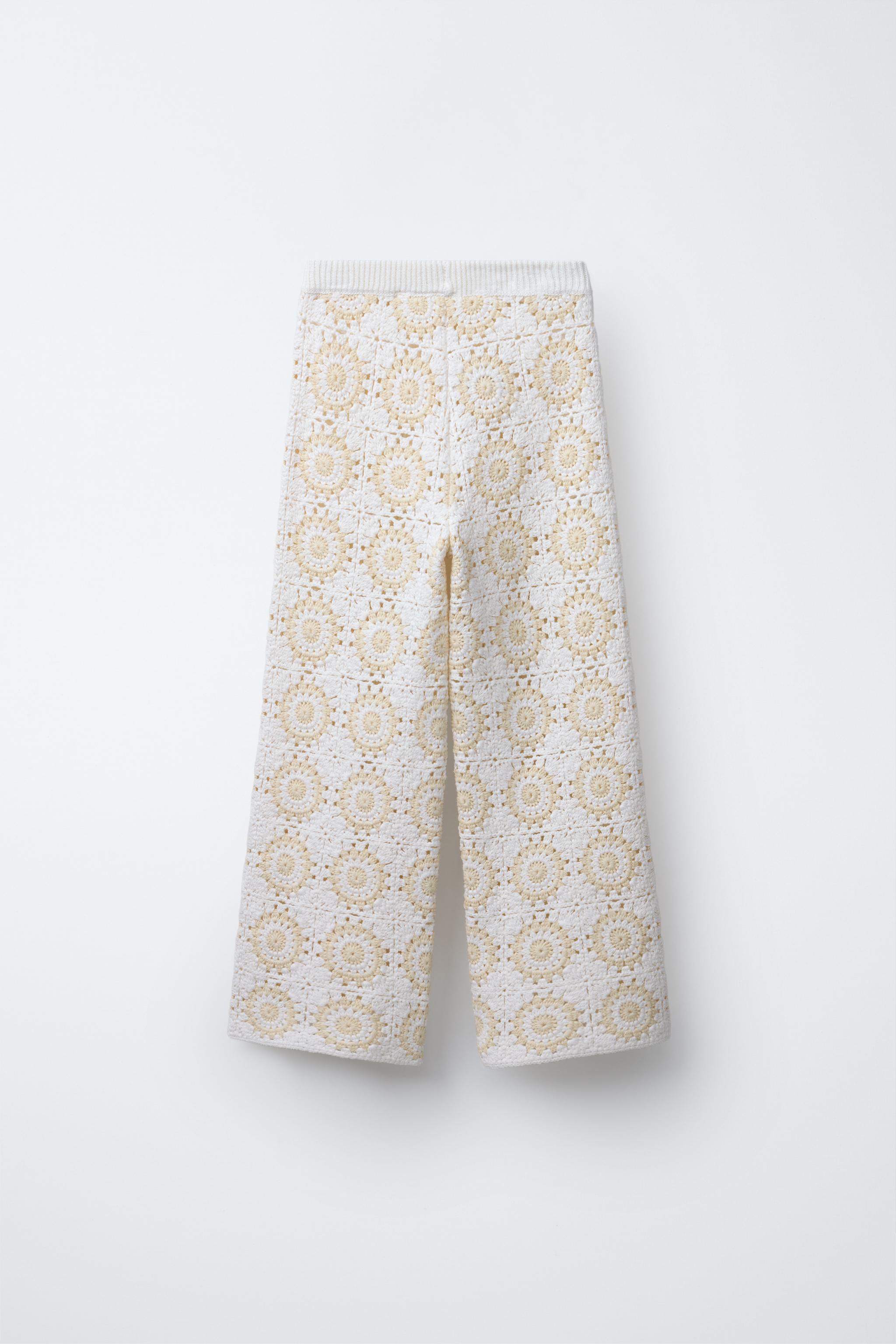 CROCHET KNIT PANTS - Ecru | ZARA United States