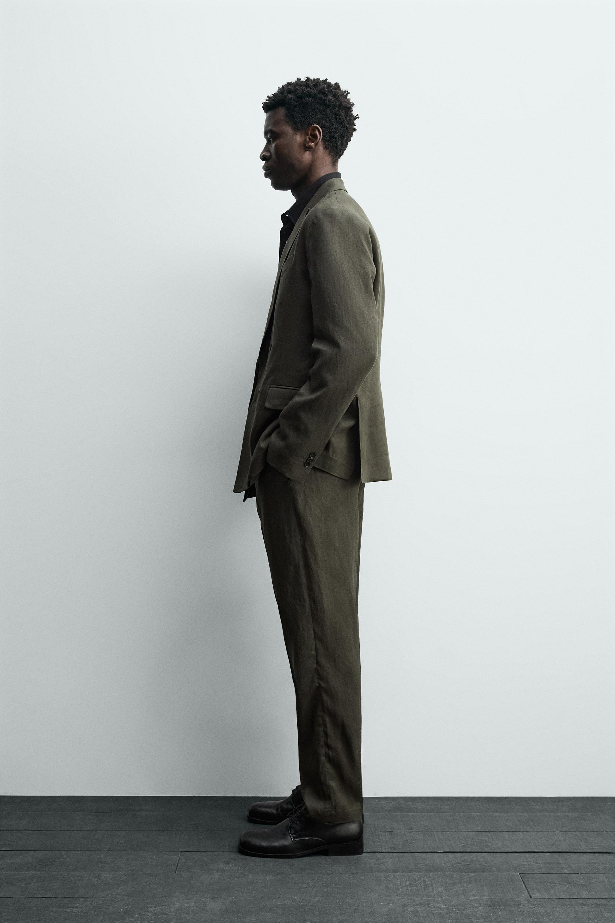 100% LINEN DOUBLE-BREASTED SUIT BLAZER