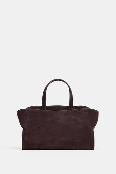 BOLSO PIEL CITY - Marrón de Zara