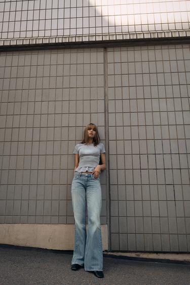 TRF LOW-RISE FLARE JEANS - Light blue by Zara
