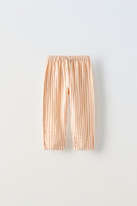 TEXTURED STRIPED PANTS Tangerine ZARA Canada