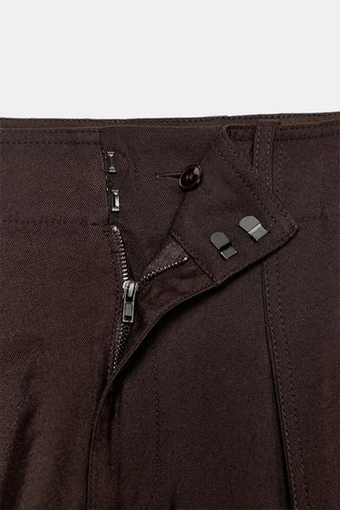 PANTALON CAROTTE LARGE AVEC BOUCLE ZW COLLECTION - Chocolat de Zara - Image 10