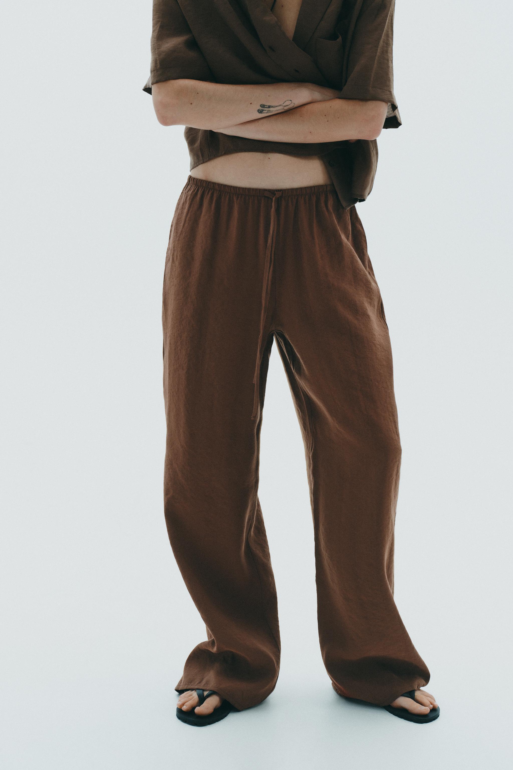 【送料無料/即納】  レディースブラウンパンツ | ZARA 日本 パンツ