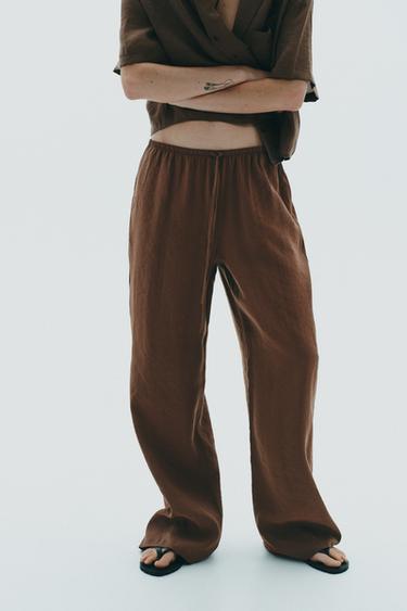 FLOWING TROUSERS - Chocolate brown by Zara
