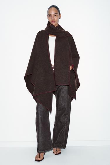 كاب محاك بوشاح بخيط متباين - بني الخاص بـ Zara