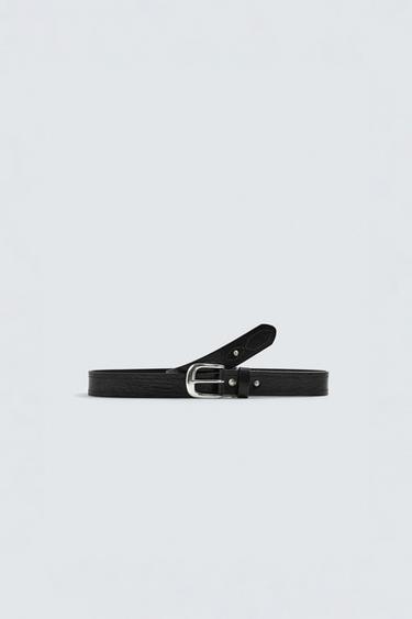 STUDDED LEATHER BELT - Black by Zara