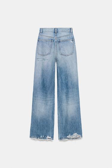 JEANS TRF WIDE LEG DÉCHIRURES TAILLE HAUTE - Bleu de Zara - Image 6