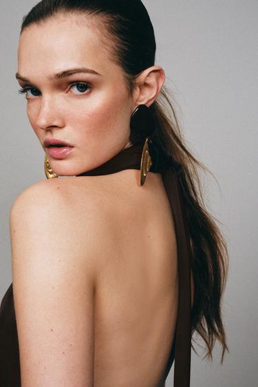 ROBE COURTE ASSOCIÉE À PAILLETTES - Marron de Zara - Image 4