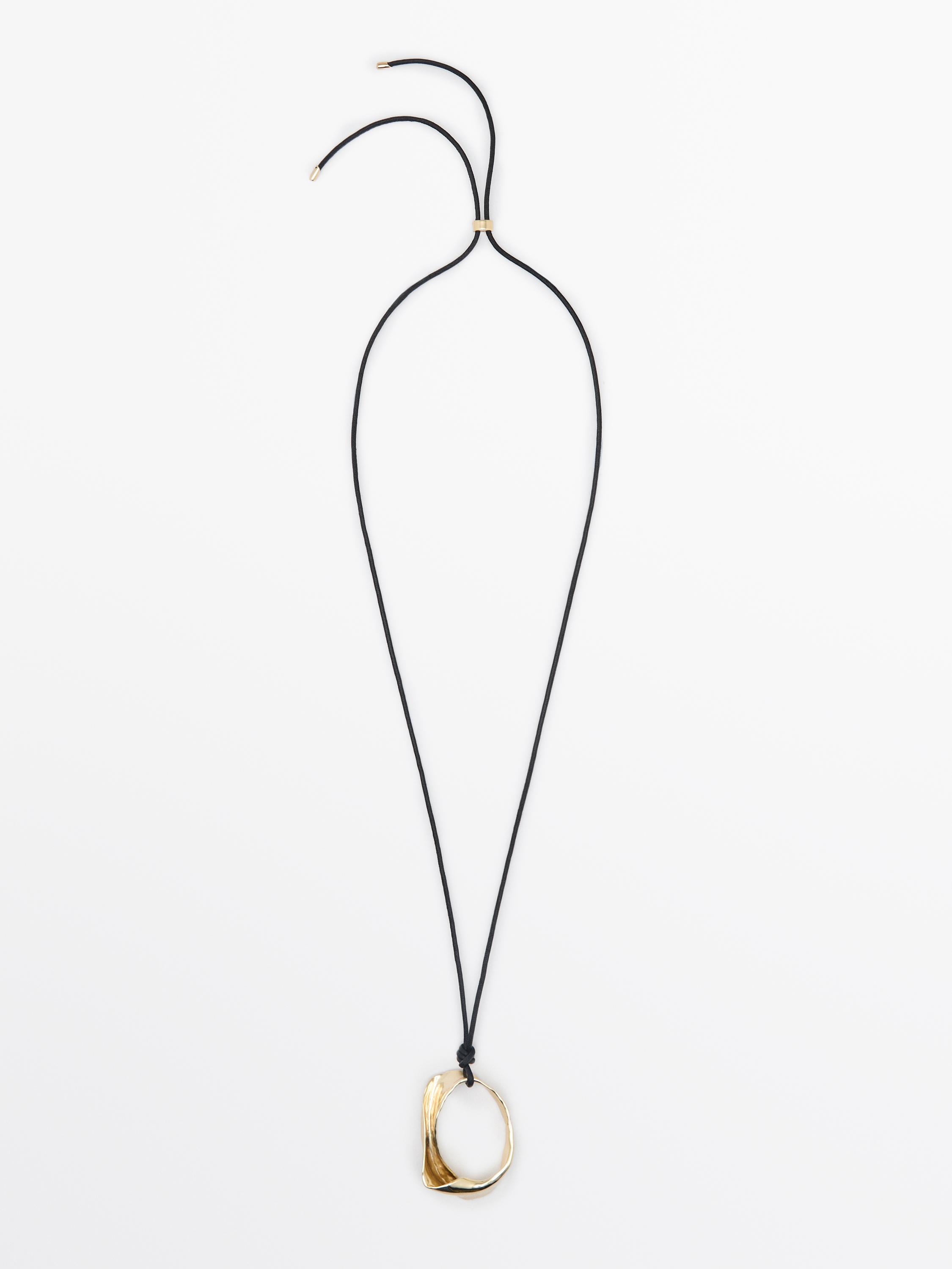 Leather cord necklace with irregular pendant