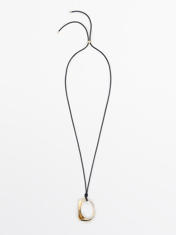 Irregular leather cord pendant necklace from Zara - $100