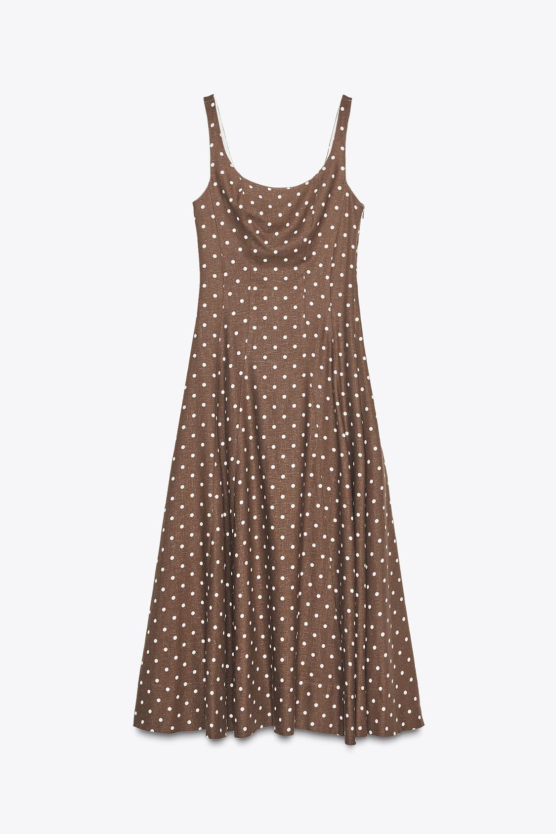 POLKA DOT MIDI DRESS - Brown / Ecru by Zara - Image 5