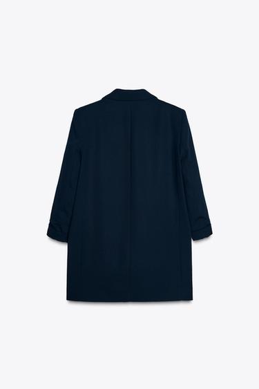 BLAZER WITH ROLLED-UP SLEEVES - Navy blue by Zara - Image 3