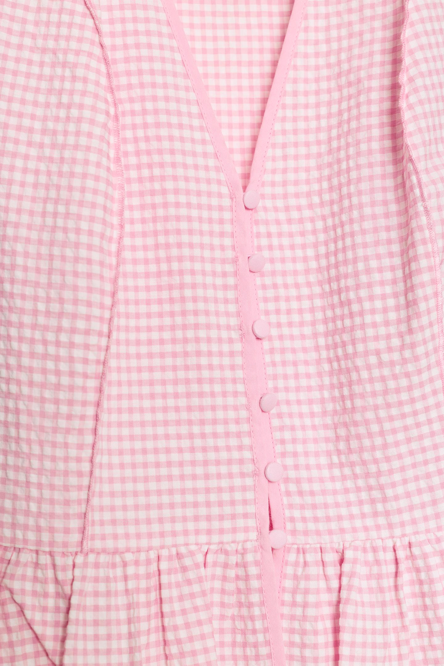 Женская блузка Zara Gingham Peplum Blouse, цвет: Розовый / Белый — фото 9