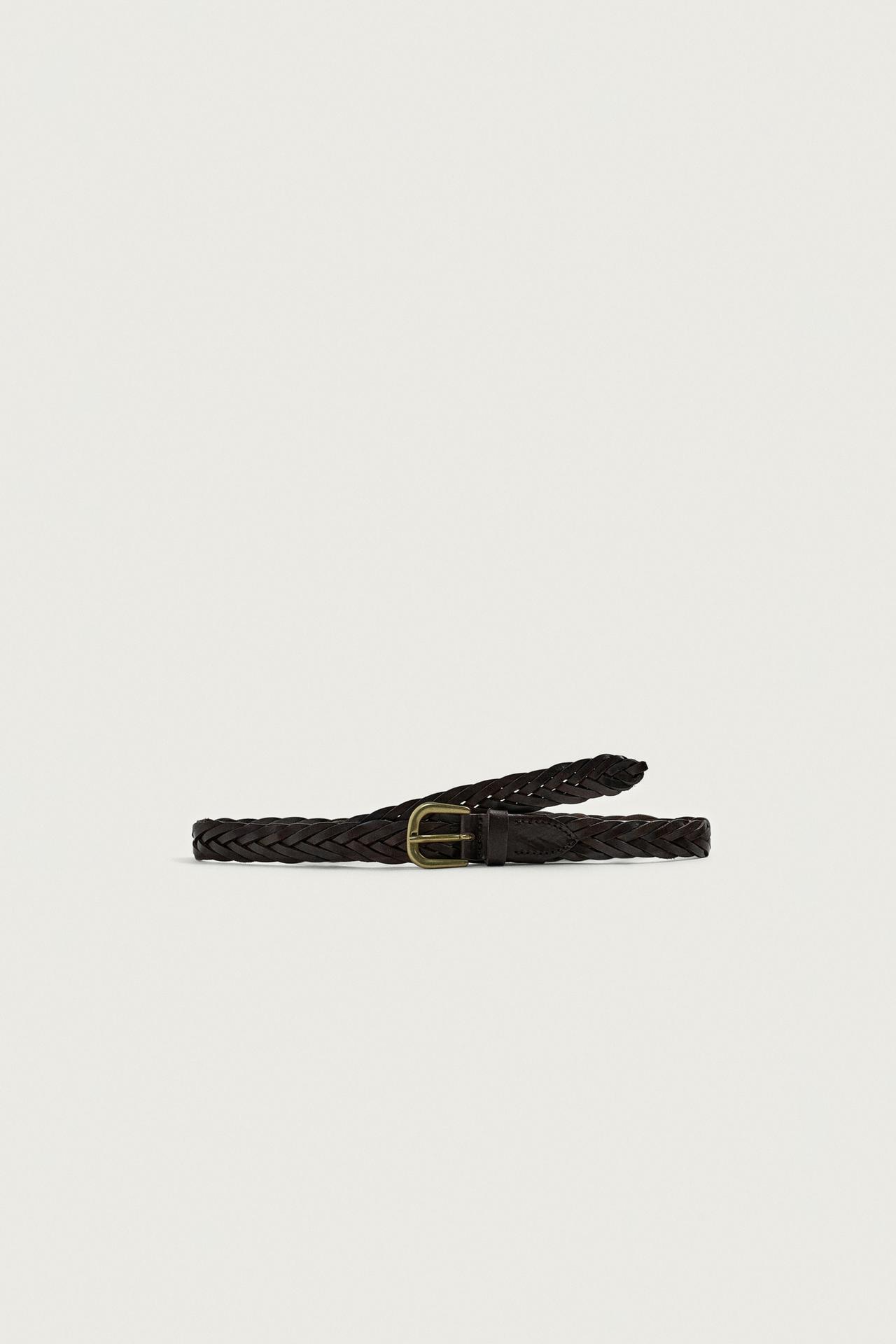 AARON LEVINE X ZARA BRAIDED LEATHER BELT — Brown