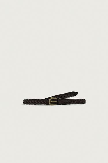 AARON LEVINE X ZARA BRAIDED LEATHER BELT — Brown 1