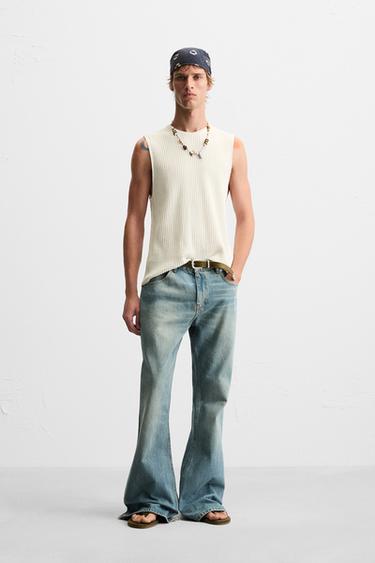 RIB KNITTED TANK - Oyster-white by Zara
