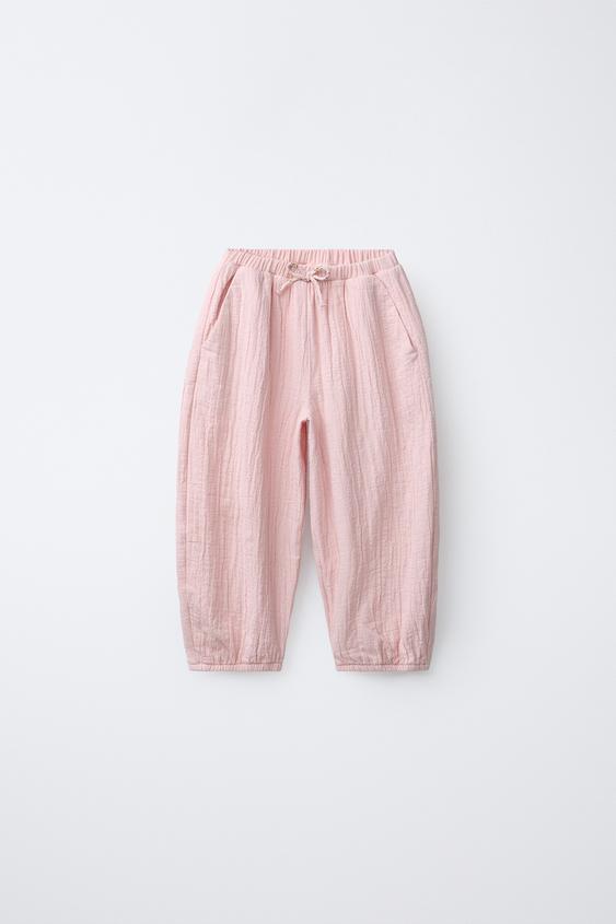TEXTURED BAGGY TROUSERS - Light pink by Zara - Image 0