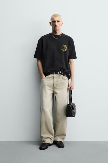 CAMISETA PUNTO LAVADO ESTAMPADOS - Negro de Zara - Imagen 0