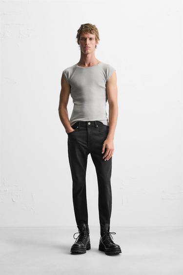 CROPPED SKINNY FIT JEANS - Black by Zara
