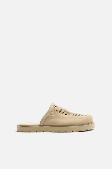 BRAIDED LEATHER CLOGS - Beige by Zara - Image 0
