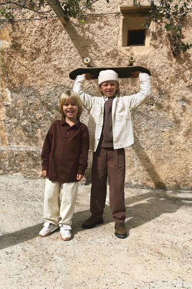 Zara CHECKERED WARM SHIRT - Ecru