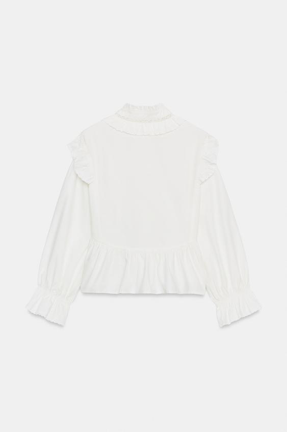 BLOUSE ROMANTIQUE À VOLANTS - Blanc de Zara - Image 8