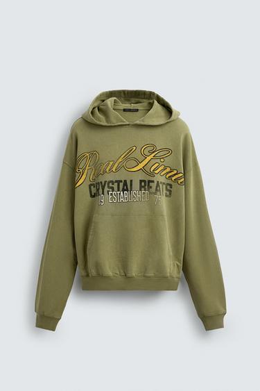 WASHED SLOGAN SWEATSHIRT - Greenish by Zara
