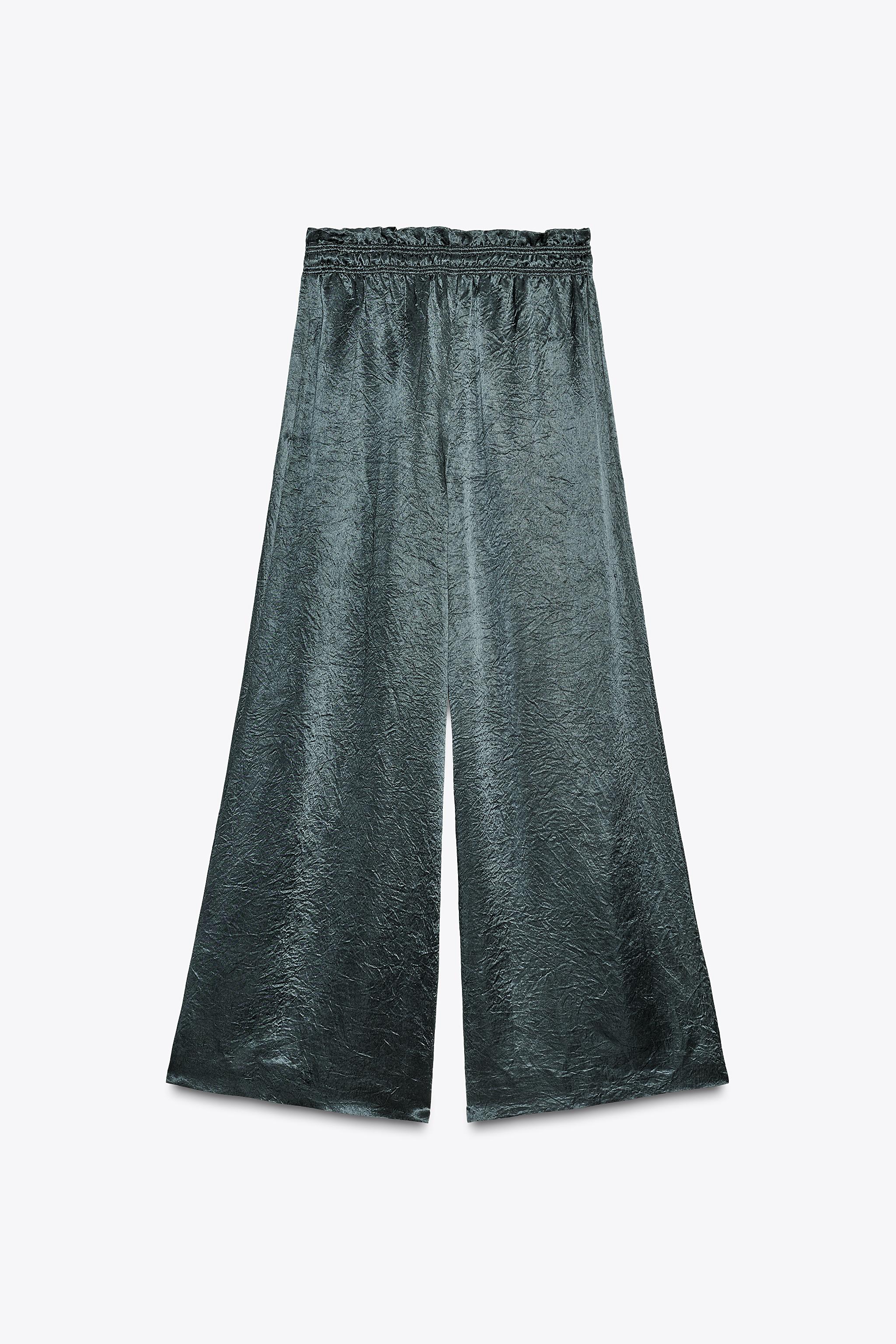 そなた ZW COLLECTION SATIN WIDE LEG PANTS - Golden | ZARA United States